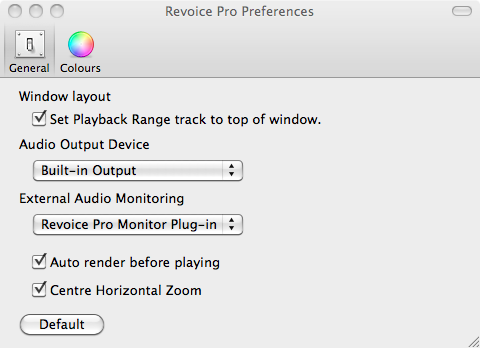 Audio Settings Internal